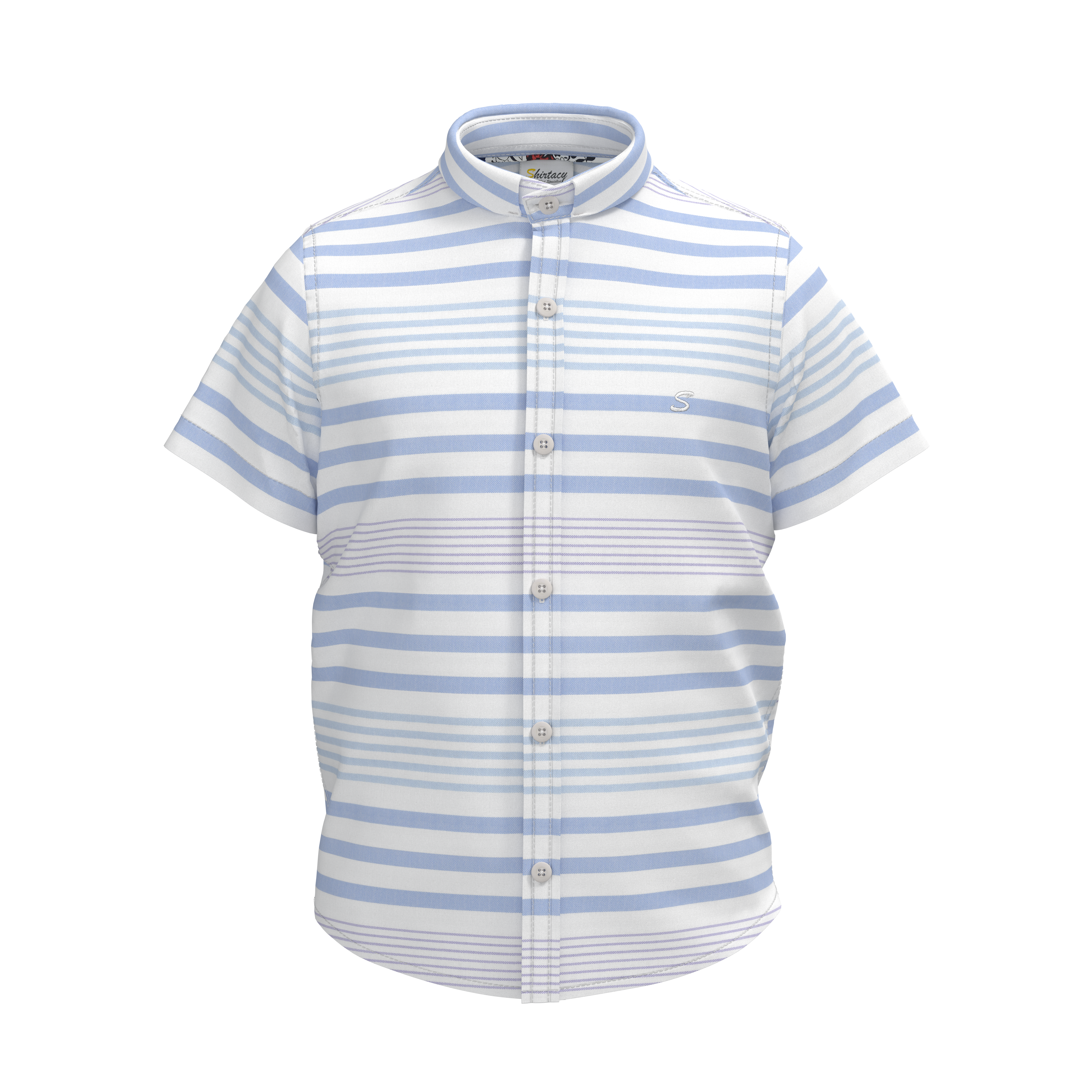 Multi Stripes Semi-Cutaway Collar Cotton Shirt