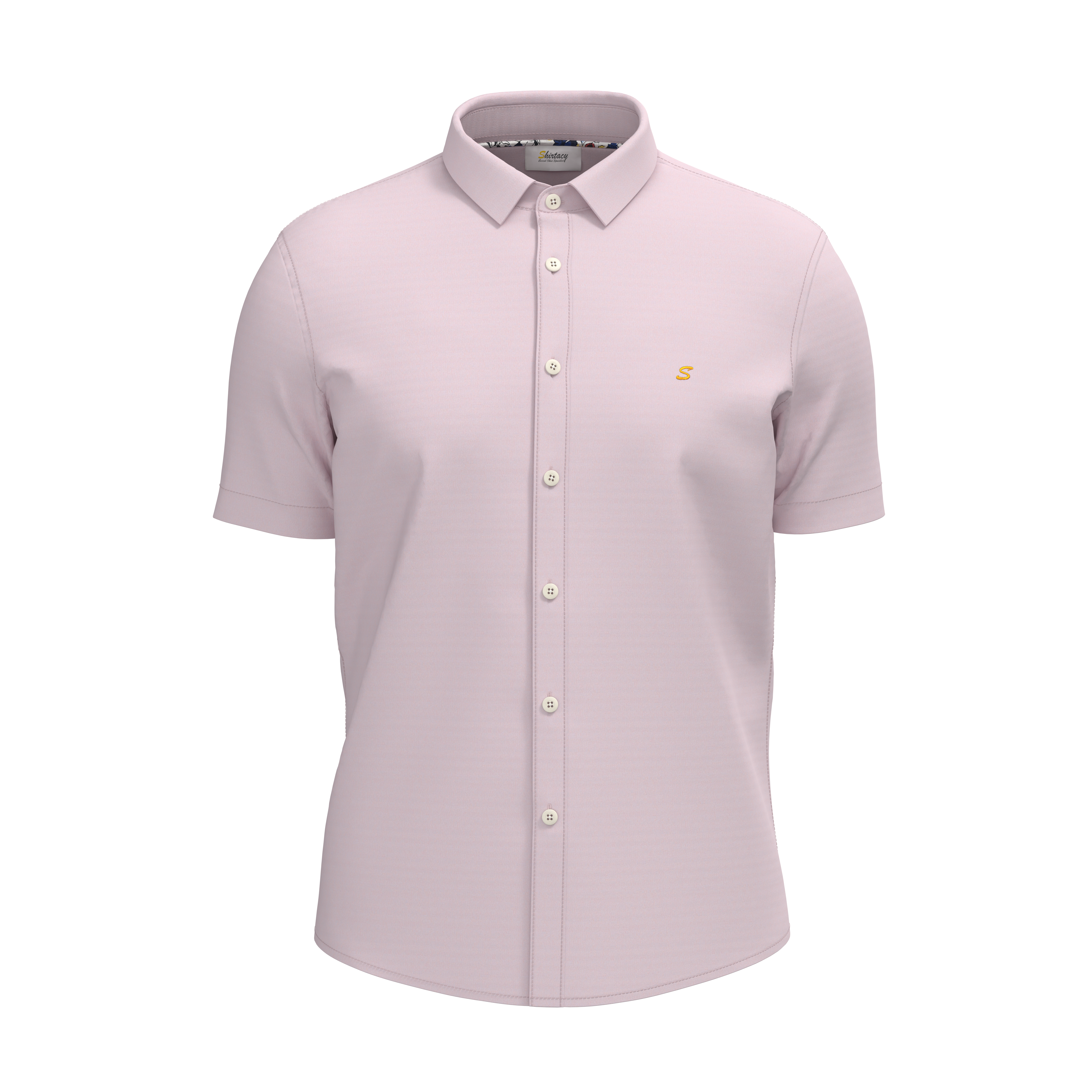 Classic Textured Cotton Oxford Short Sleeves Shirt - Pink
