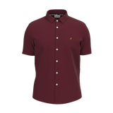 Classic Textured Cotton Oxford Short Sleeves Shirt - Red