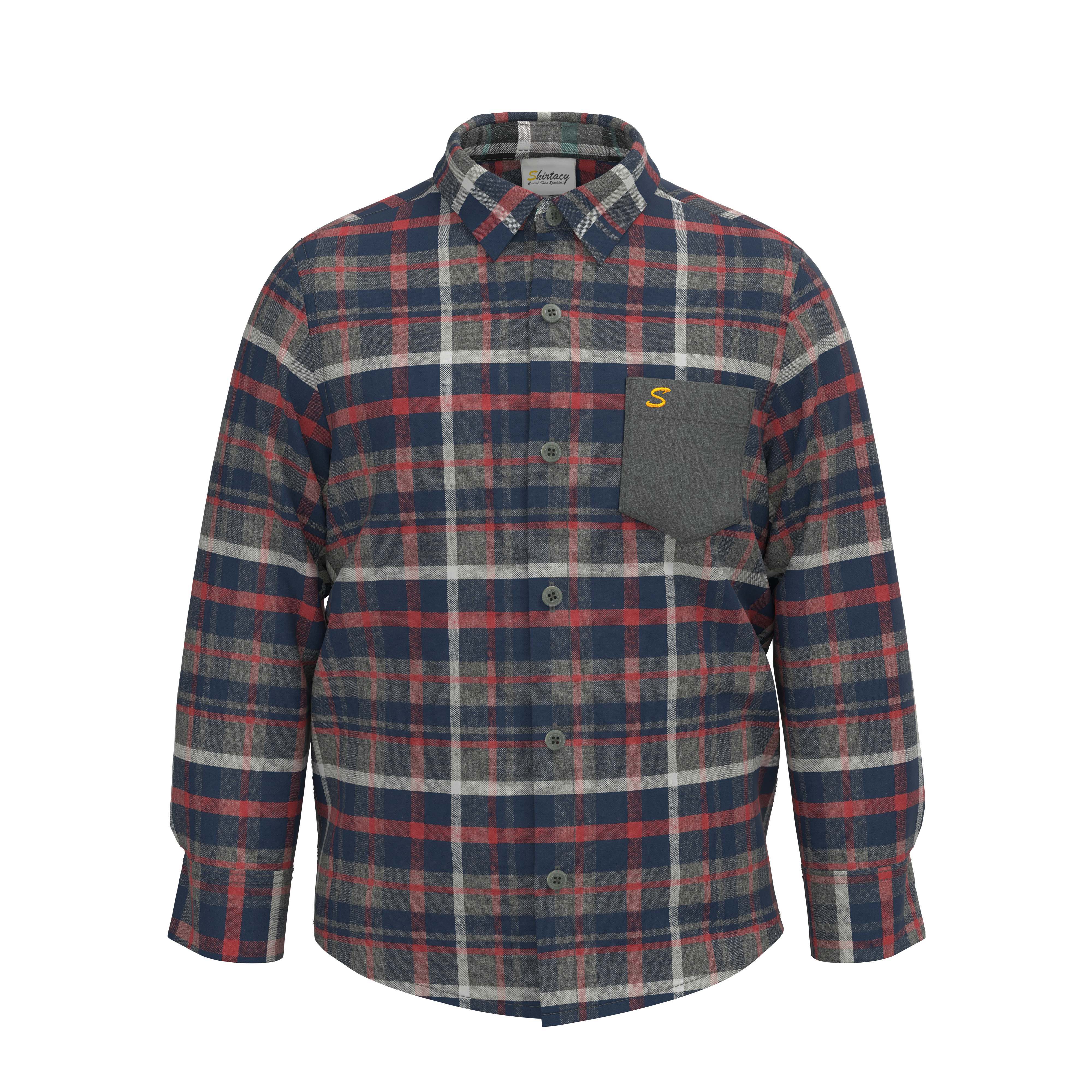 Wool-Blend Shirt with Contrast Pocket