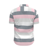 Multi Color Stripes Cotton Linen Blend Shirt